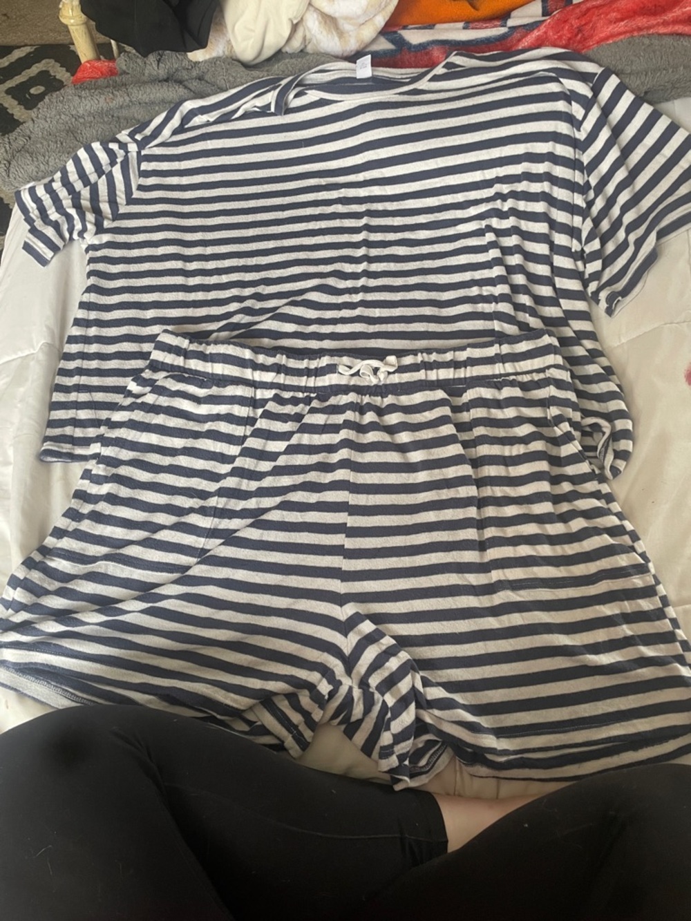 Old Navy Striped Navy and White Two-Piece Pajama Set